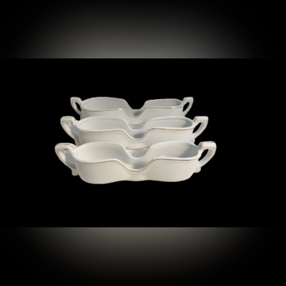 Mid Century 3 pc Set Ceramic Buffet Silverware Flatware Cutlery Caddy - Picture 2 of 2